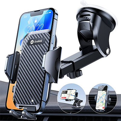 andobil Supporto Cellulare Auto [Molto Stabile & Antivibrazione] 3 In 1 Multifuction Porta Cellulare Auto Ventosa con 360° di Rotazione Porta Telefono Auto Universale per Tutti Gli Smartphone da 4-7”