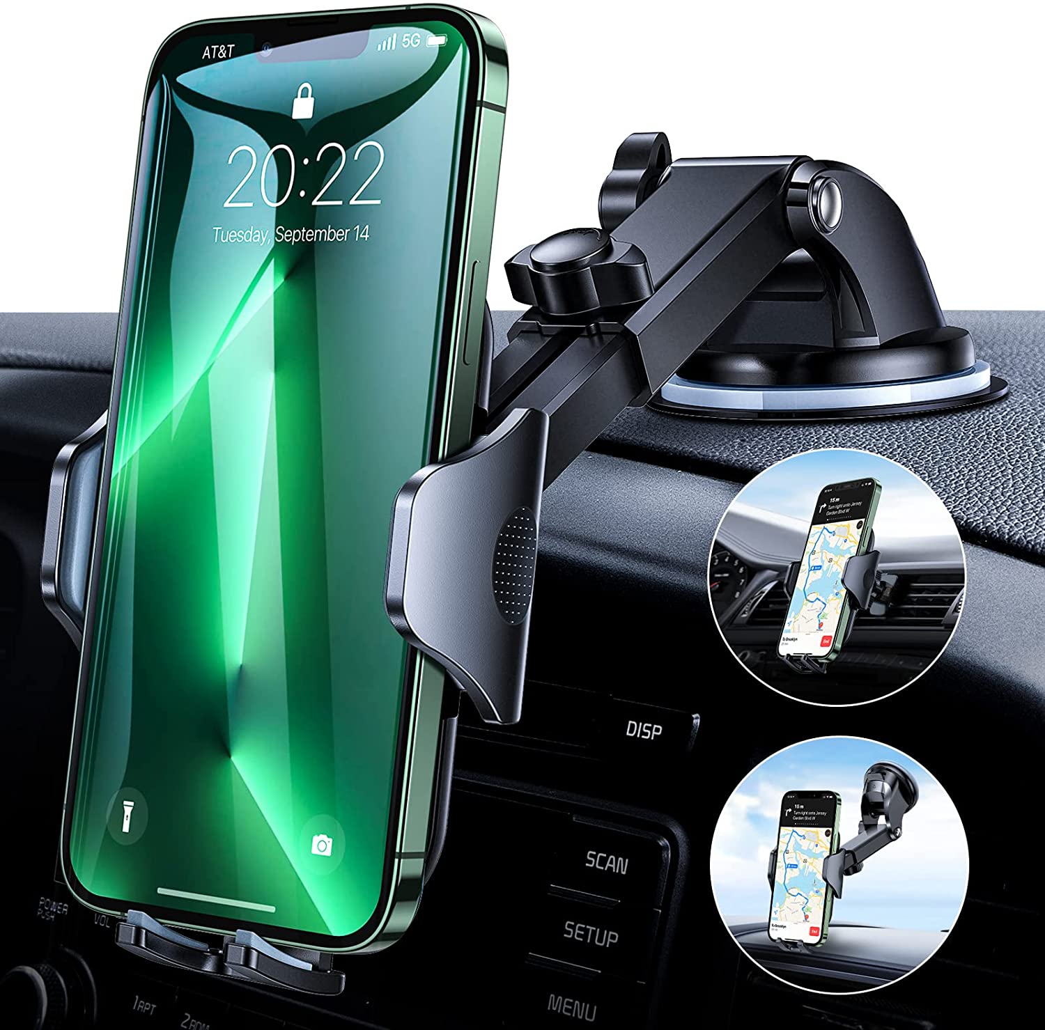 kwmobile Supporto Smartphone per auto Sostegno universale per cellulare regolabile 12-18 cm orientabile 360° con ventosa per vetro parabrezza e superfici lisce 